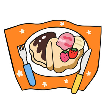 recommend clip art: チョコと苺のクレープ　線画イラスト