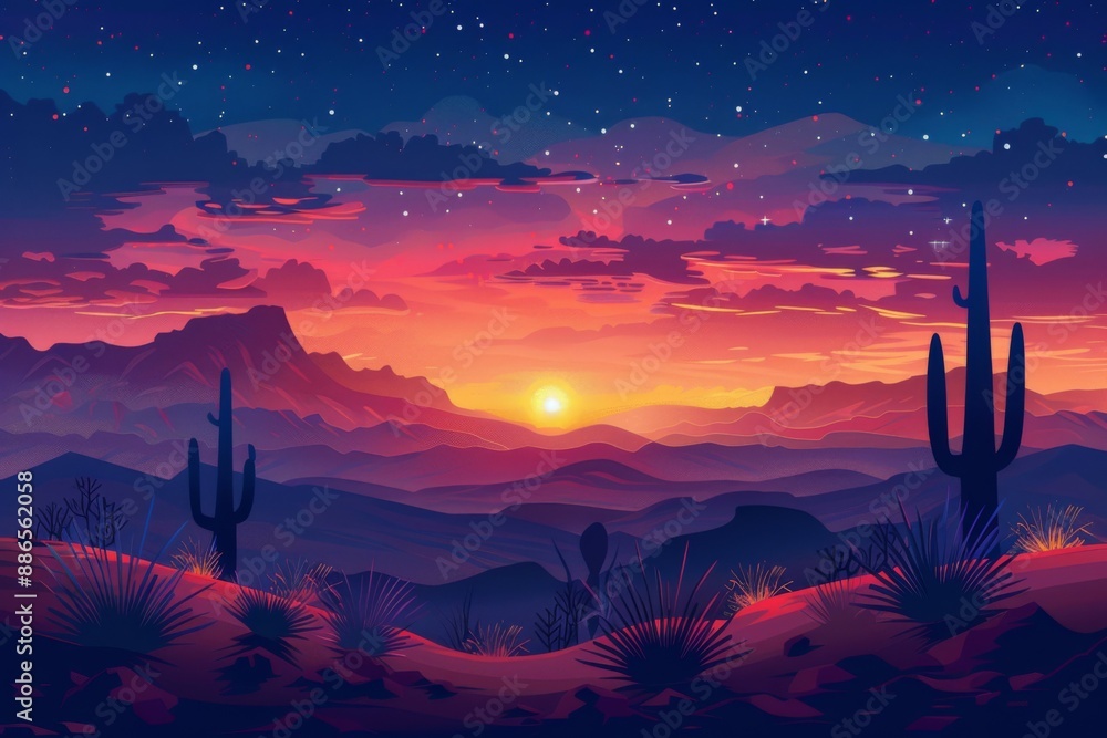 Canvas Prints desert sunset digital art