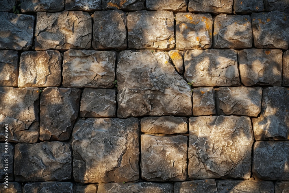 Sticker Rough Stone Wall with Sunlight Shadows