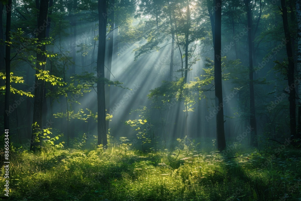 Wall mural Sunlit Forest Serenity