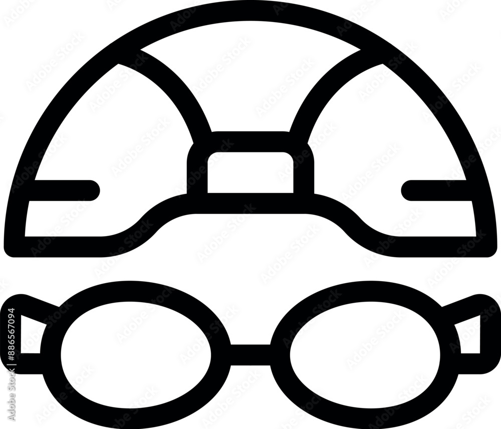 Poster simple line icon of a swimming cap and goggles, perfect for representing swimming, water sports, or 