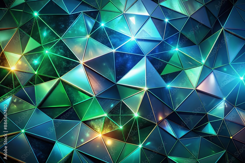 Poster vibrant abstract background featuring interconnected geometric shapes, triangles, and polygons in a 