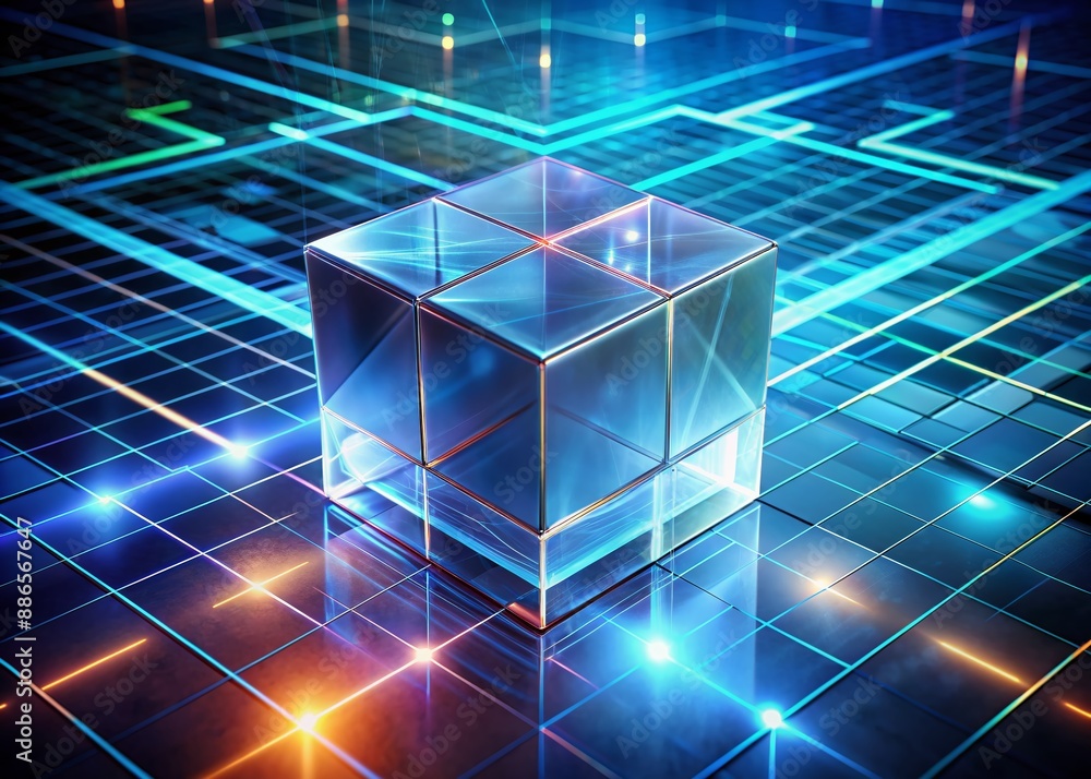 Aufkleber 3d rendering of cube abstract geometric background. technology concept