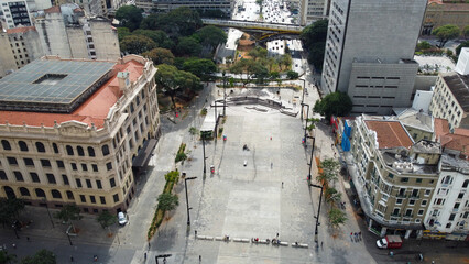 Visão aérea do vale do anhangabau no centro da cidade de são paulo, sp, brasil