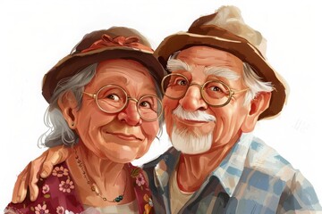 Portrait of a happy elderly couple in love. Smiling elderly couple hugs