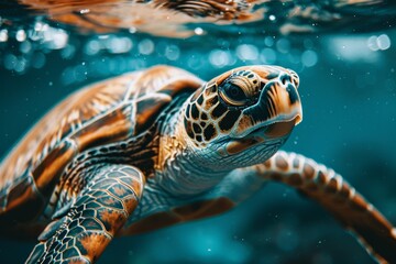 Fototapeta premium Sea Turtle Underwater Adventure