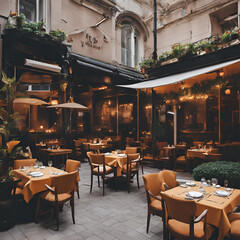 Naklejka premium An elegant restaurant in the city