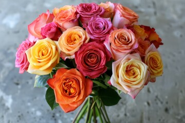 Naklejka premium Bouquet of Multicolored Roses