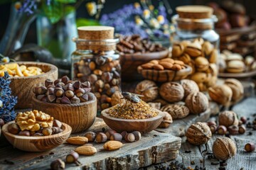 Fototapeta premium Rustic Nut and Spice Display