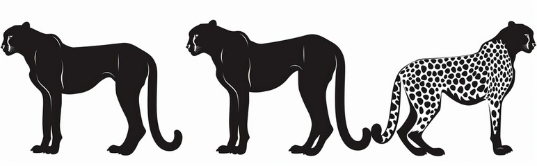 Obraz premium Set of leopard silhouettes with modern design, isolated background