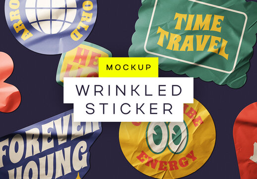 Wrinkled Sticker Mockup