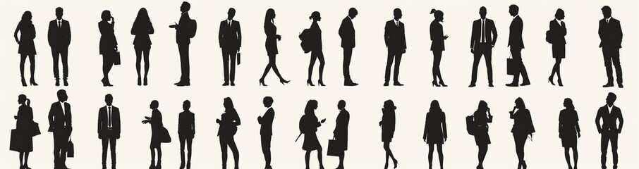 An image of a silhouette of a group of people from different occupations standing together.