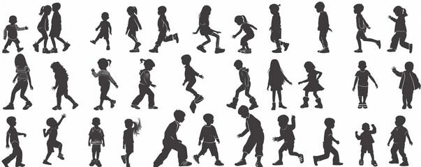 Animated silhouettes of children, boys and girls