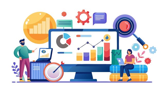 Embrace data-driven decisions! This captivating scene highlights the power of data analysis in optimizing your digital marketing strategy. By analyzing performance, you can make informed choices for c
