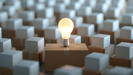 Fototapeta premium A light bulb glowing brightly with colorful lights inside, surrounded in the style of doodles of business figures