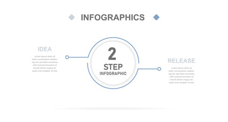 A thin linear infographic for business consisting of 2 stages or options. It can be used in a presentation, on a website, chart, report