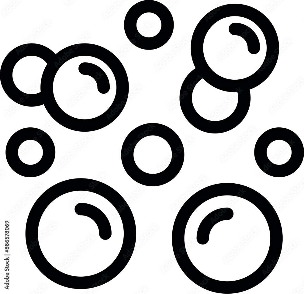 Poster simple yet effective icon depicting soap bubbles floating, perfect for representing concepts like cl