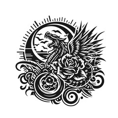 Fototapeta premium black tattoo dragon design