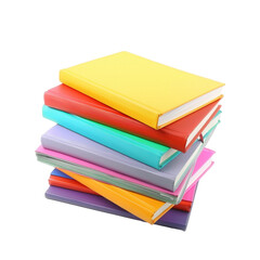 Pile of colorful notebooks isolated on white