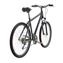 Obraz premium Black bicycle, top back view. Black leather saddle and handles. Png clipart isolated on transparent background