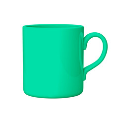 Green coffee or tea mug. Png clipart isolated on transparent background