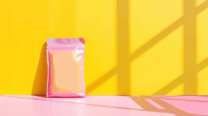 Colorful Plastic Pouch with Dynamic Angle in Vibrant Kitchen Setting