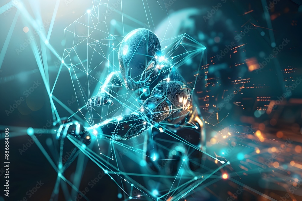 Aufkleber precise and rapid ai-powered data analytics in futuristic digital landscape