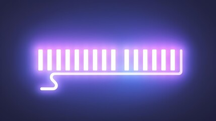 Floating 3D piano keys with neon glow, 3D background music, vibrant and dynamic