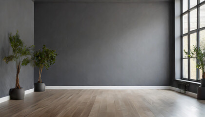 Empty room with a dark gray wall mockup