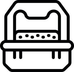 Line icon of a cat litter box, designed for pet owners and businesses