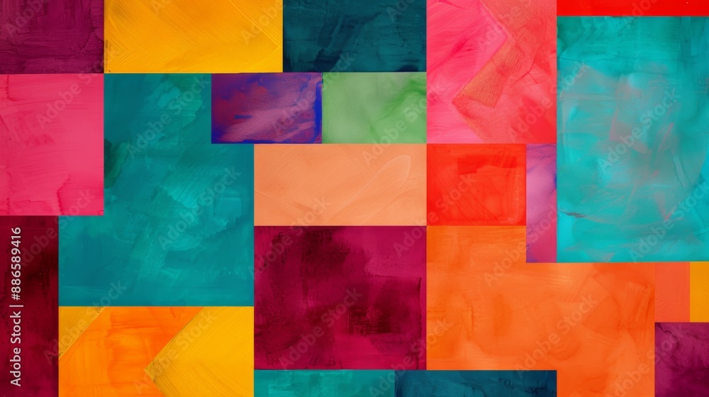 Poster vibrant abstract backdrop featuring a geometric pattern and brush strokes for a contemporary and liv