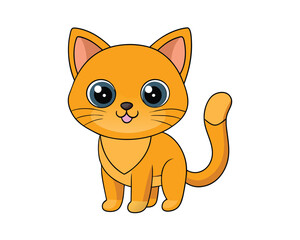 Cute Cat Vector Illustration with White Background - Cartoons, Clipart, Line Art Design, Cute cat vector illustration on a white background, ideal for cartoons, clipart, and line art designs
