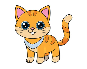 Cute Cat Vector Illustration with White Background - Cartoons, Clipart, Line Art Design, Cute cat vector illustration on a white background, ideal for cartoons, clipart, and line art designs
