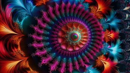 Fototapeta premium Intricate Fractal Mandala A Kaleidoscope of Colors Abstract Background
