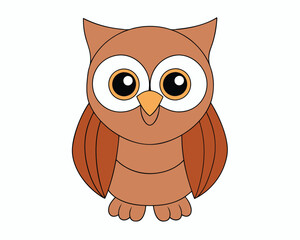 Cute Owl Vector Illustration - Cartoons, Clipart, and Line Art Design for Microstock, Adorable owl vector illustration, perfect for cartoons, clipart, and line art designs.