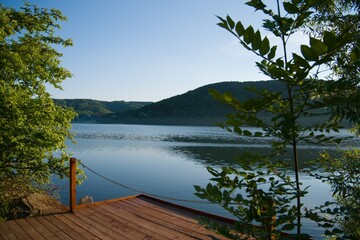 The wooden jetty on the lake can be used for swimming but also for fishing. Veľká Domaša is...