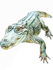 Naklejka premium A watercolor illustration of an alligator on a clean white surface