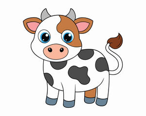 Obraz premium Jersey Cow Vector Illustration - Cartoons, Clipart, and Line Art Design for Microstock, Adorable Jersey cow vector illustration, perfect for cartoons, clipart, and line art designs. 