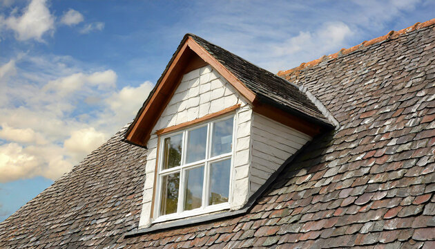 window on the with slates covered roof