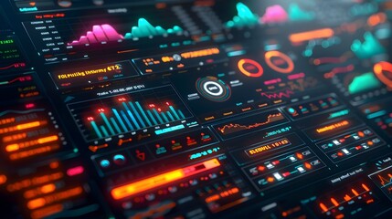Fototapeta premium Digital Financial Dashboard Displaying Real Time Budget Tracking Investment Growth and Savings Progress