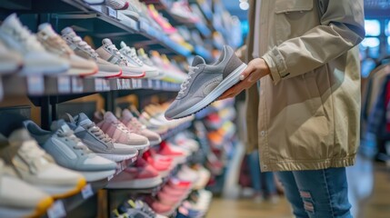 The customer choosing sneakers