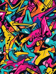 Seamless pattern with urban graffiti elements, using soft pastel colors and edgy, street-inspired designs.1