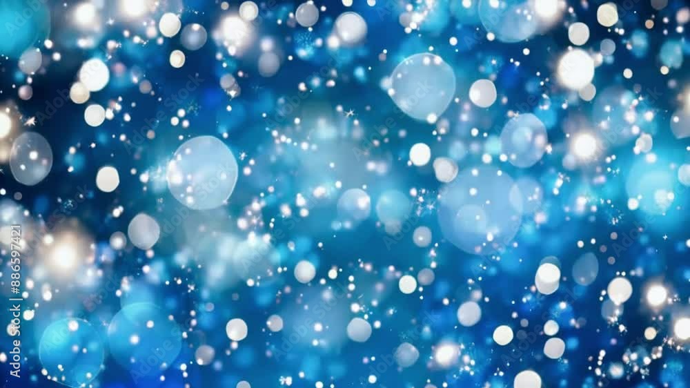 Canvas Prints blue bokeh background with sparkling lights and snowflakes