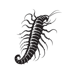 centipede  logo tattoo line art vector in black and white logo insect scary for print in high quality 