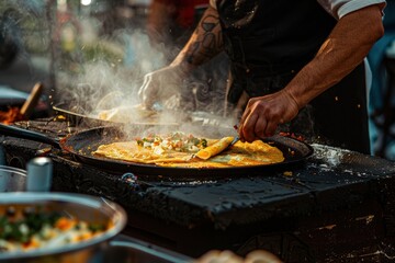 Street food for tourists, vibrant stalls offering diverse, delicious local flavors.