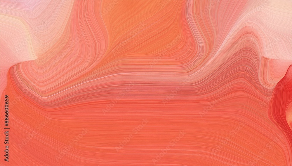 Poster futuristic wavy motion speed lines background or backdrop with light coral, dark salmon and tomato c