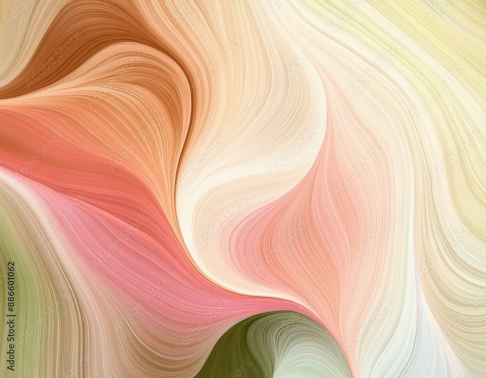 Poster inconspicuous header with elegant smooth swirl waves background design with baby pink, dark khaki an