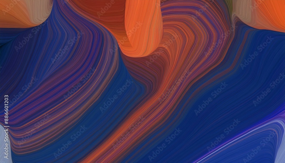 Poster landscape orientation graphic with waves. modern soft curvy waves background design with dark slate 