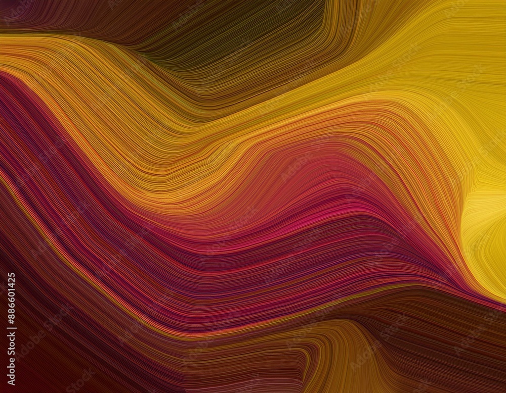 Poster modern horizontal header with golden rod, very dark magenta and khaki colors. dynamic curved lines w