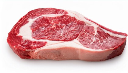 Raw ribeye steak on white background.  contains clipping path..